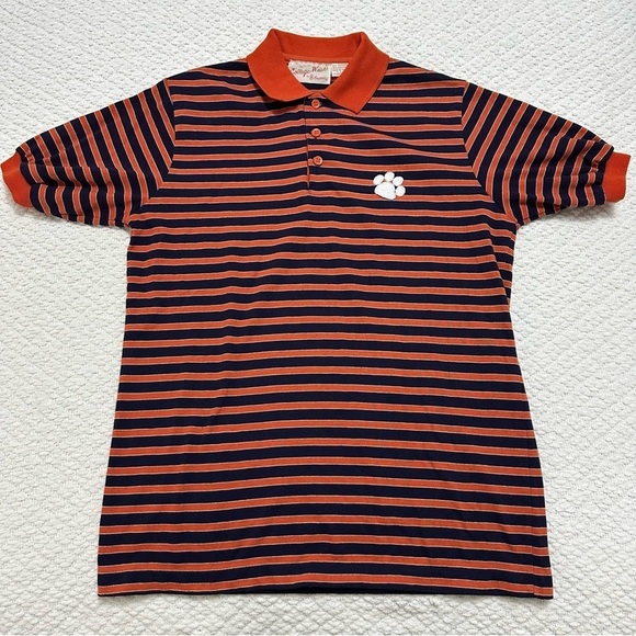 College Wear Tops - Vintage College Wear Clemson Tiger Polo Short Sleeve Shirt Size Medium